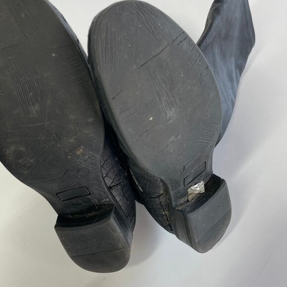 Unity In Diversity Boots Womens 38‎ 7 US Black Buckle Reptile Knee High Leather - Picture 5 of 8